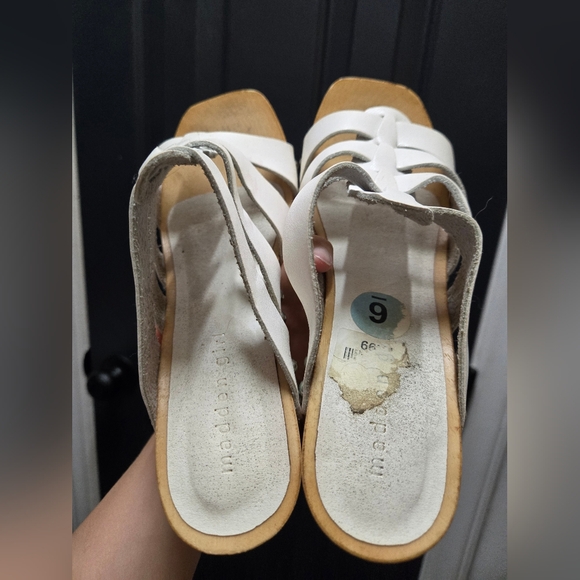 White Strappy Wooden Platform Sandals - Picture 5 of 7